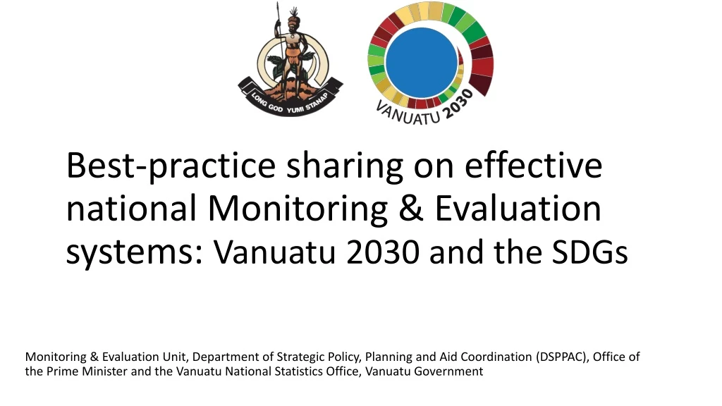 best practice sharing on effective national monitoring evaluation systems vanuatu 2030 and the sdgs