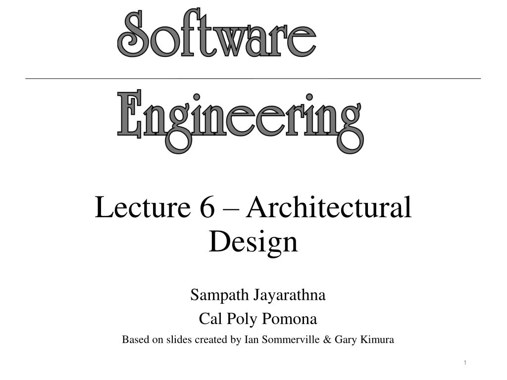 lecture 6 architectural design