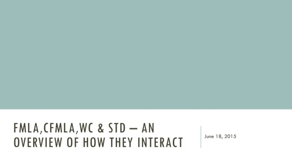 FMLA,CFMLA,WC &amp; STD – An Overview of How they inteRACT