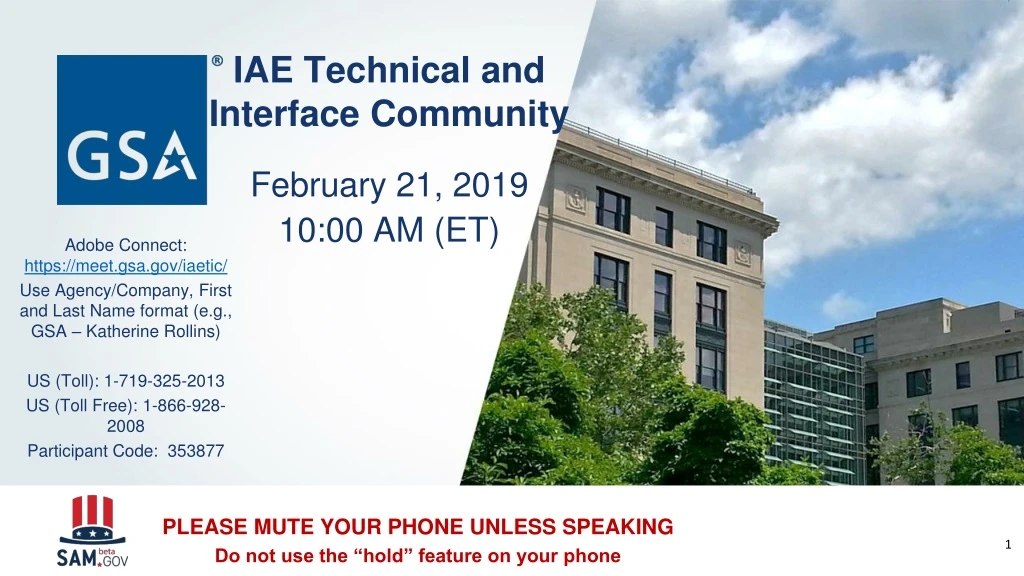 iae technical and interface community february 21 2019 10 00 am et