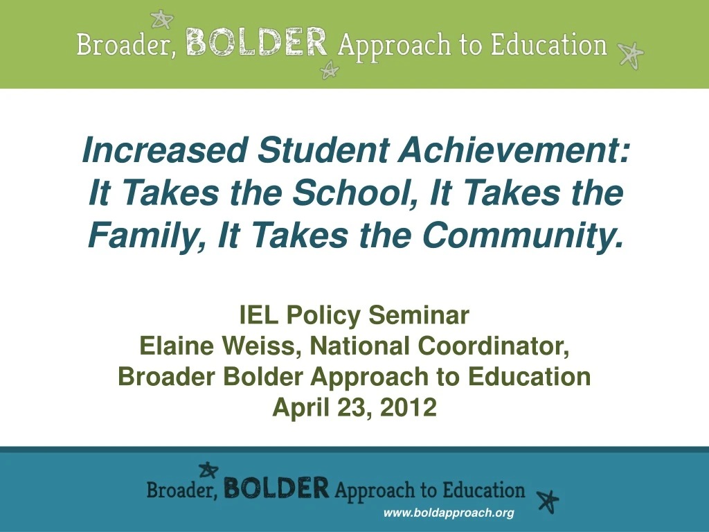 increased student achievement it takes the school it takes the family it takes the community