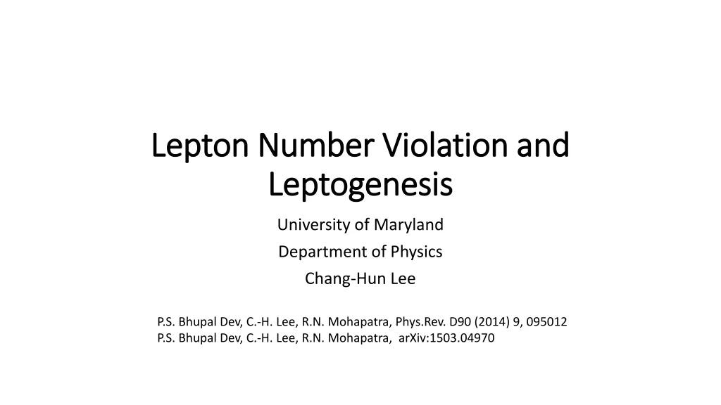 lepton number violation and leptogenesis