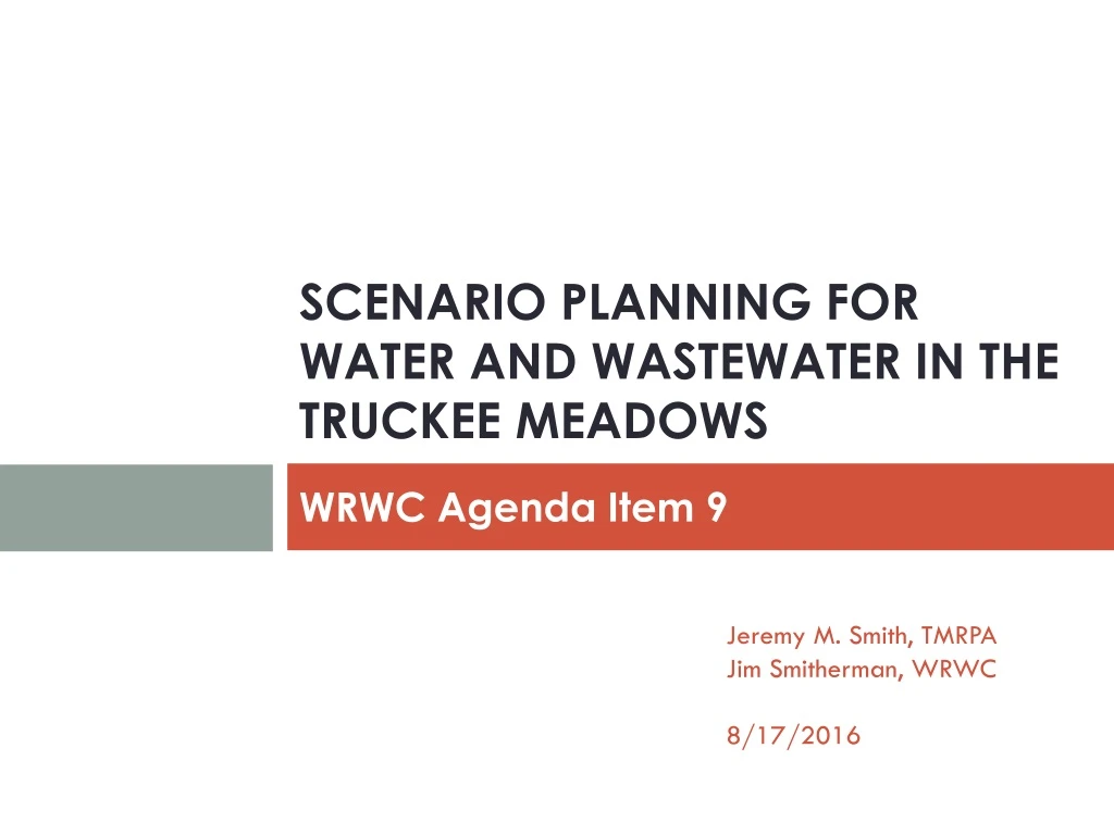 scenario planning for water and wastewater in the truckee meadows