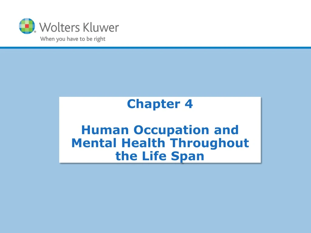 chapter 4 human occupation and mental health