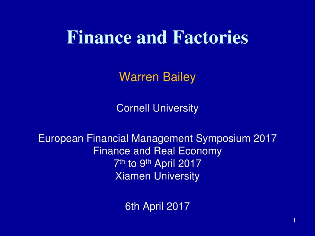 finance and factories