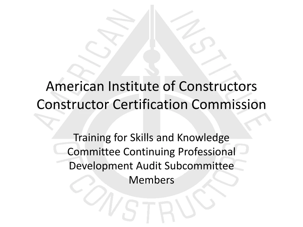 american institute of constructors constructor certification commission