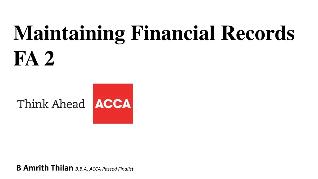 maintaining financial records fa 2