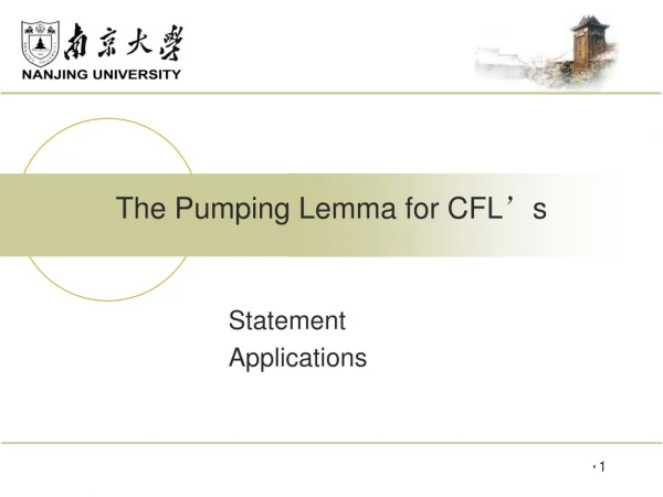 The Pumping Lemma for CFL ’ s