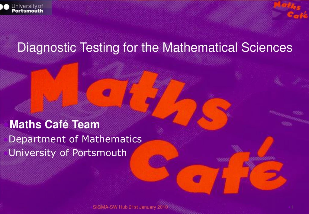 diagnostic testing for the mathematical sciences