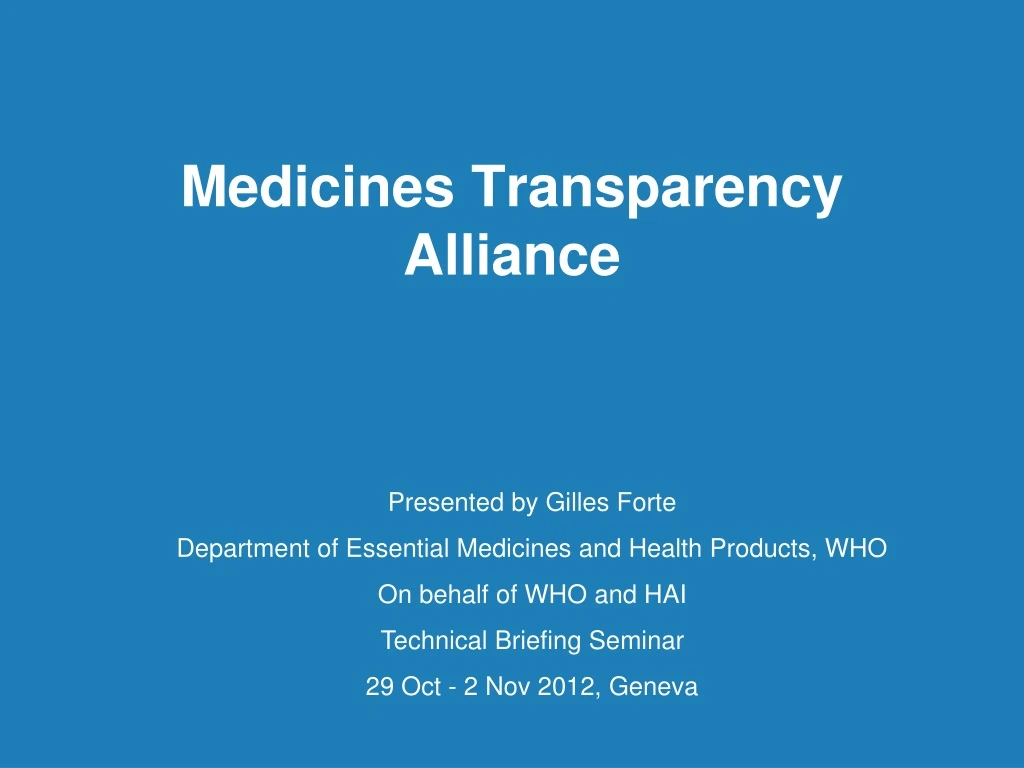 medicines transparency alliance