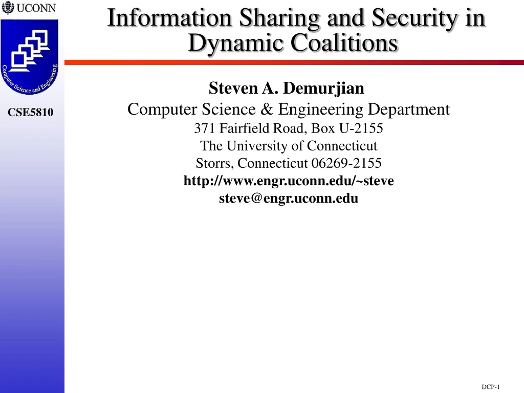 information sharing and security in dynamic coalitions