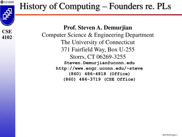 History of Computing – Founders re. PLs