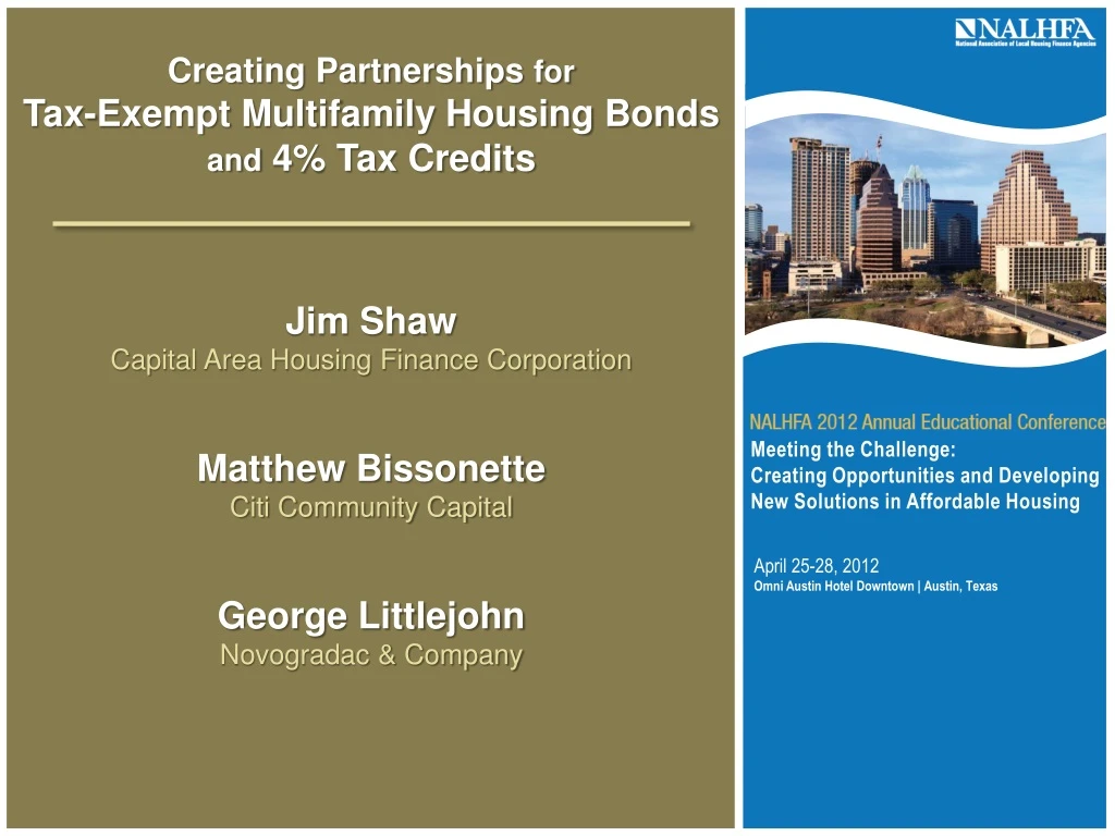 creating partnerships for tax exempt multifamily