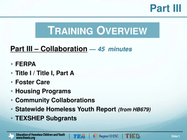 FERPA Title I / Title I, Part A Foster Care Housing Programs Community Collaborations