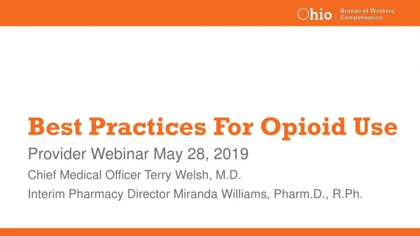 Best Practices For Opioid Use