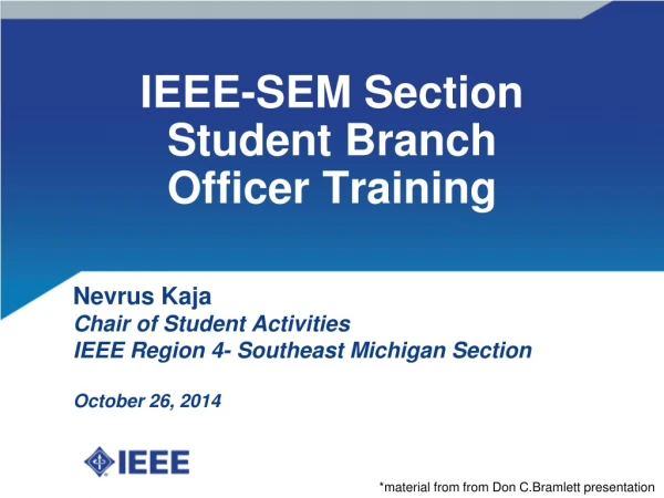 IEEE-SEM Section Student Branch Officer Training