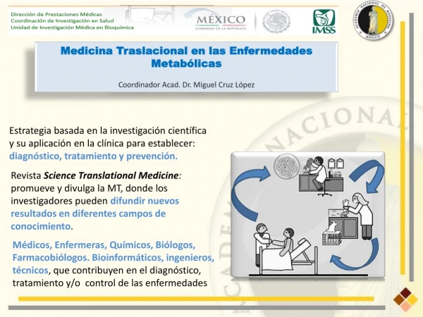 Medicina Traslacional en las Enfermedades Metabólicas Coordinador Acad . Dr. Miguel Cruz López