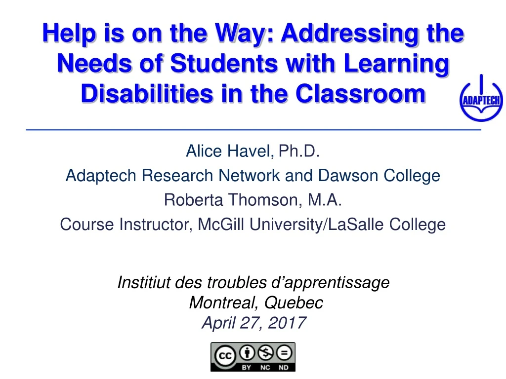 help is on the way addressing the needs of students with learning disabilities in the classroom