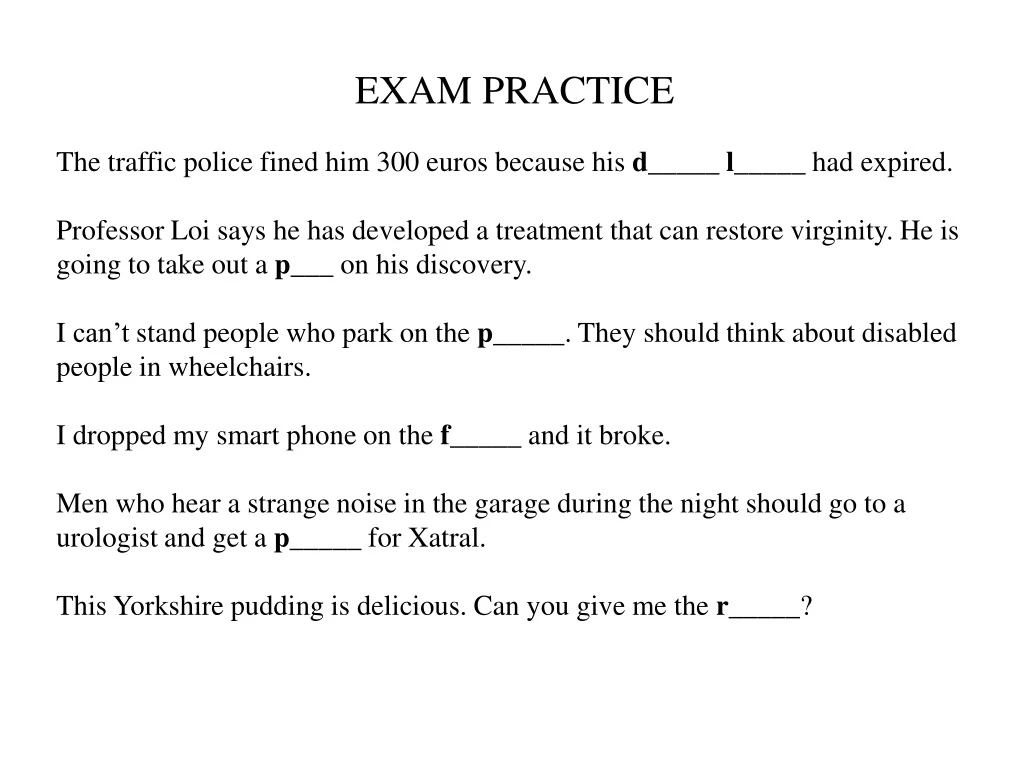 exam practice the traffic police fined