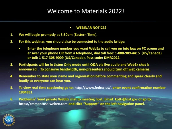 Welcome to Materials 2022!