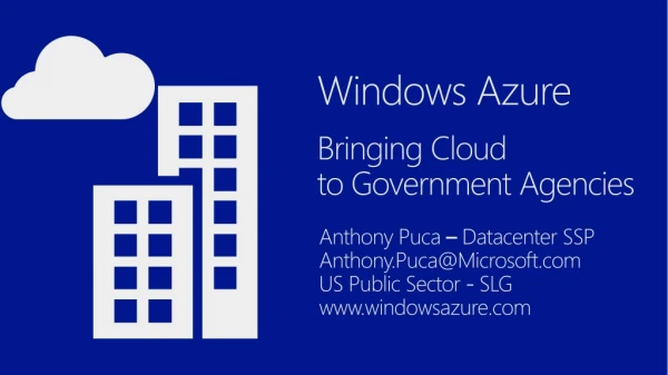 Windows Azure Bringing Cloud to Government Agencies