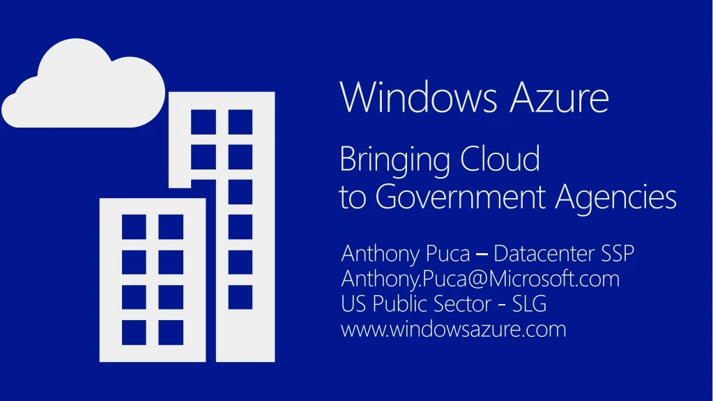 windows azure bringing cloud to government agencies