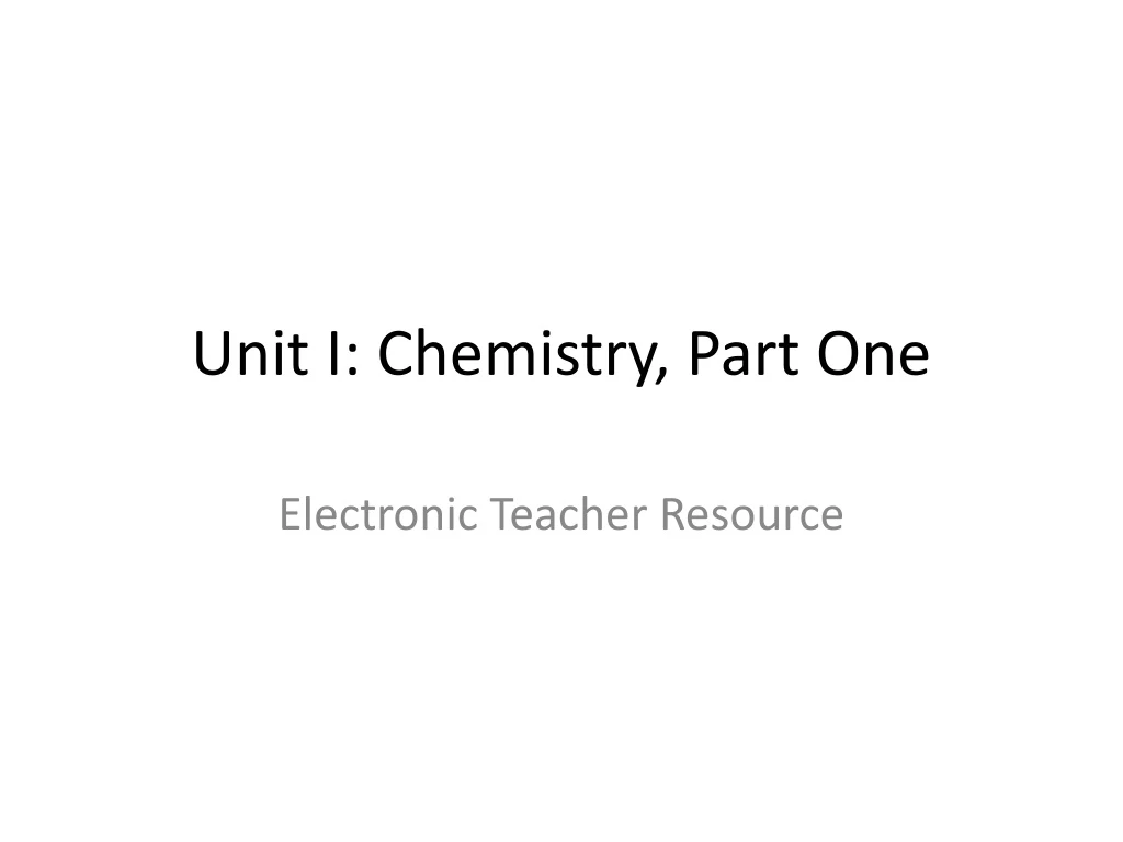 unit i chemistry part one