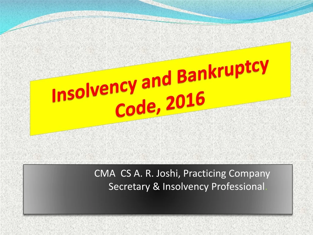 insolvency and bankruptcy code 2016