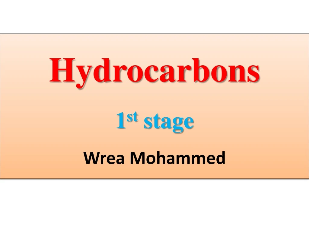 hydrocarbons 1 st stage wrea mohammed