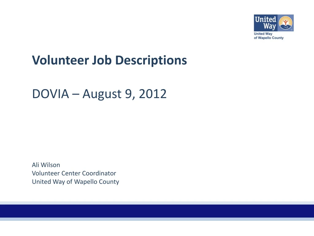 volunteer job descriptions dovia august 9 2012