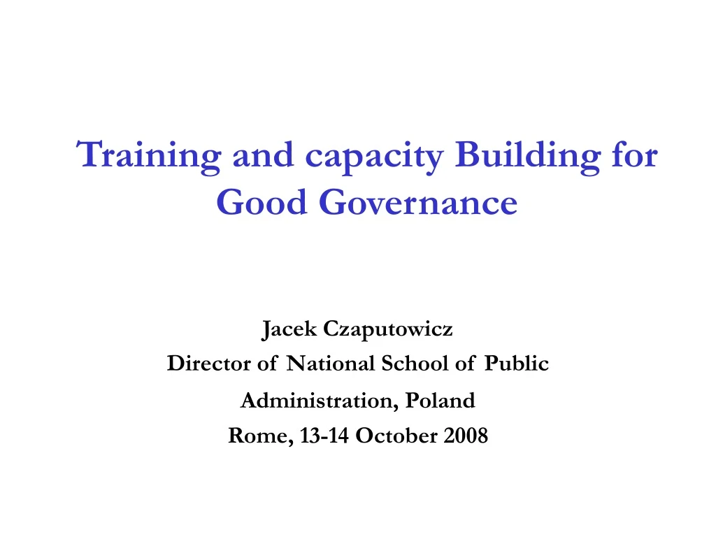 training and capacity building for good governance