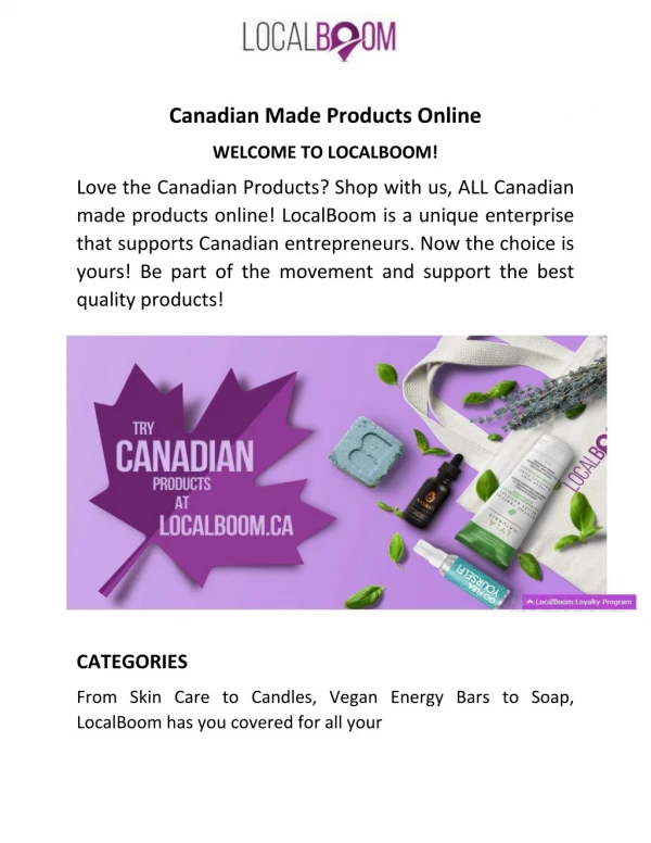 Canadian Made Products Online | Localboom