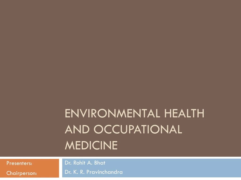 environmental health and occupational medicine