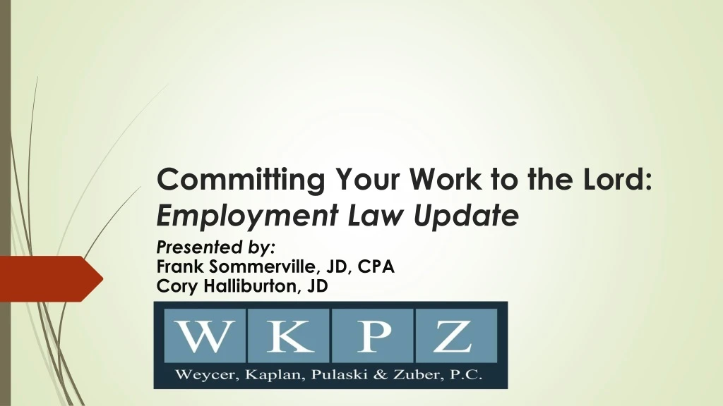 committing your work to the lord employment law update