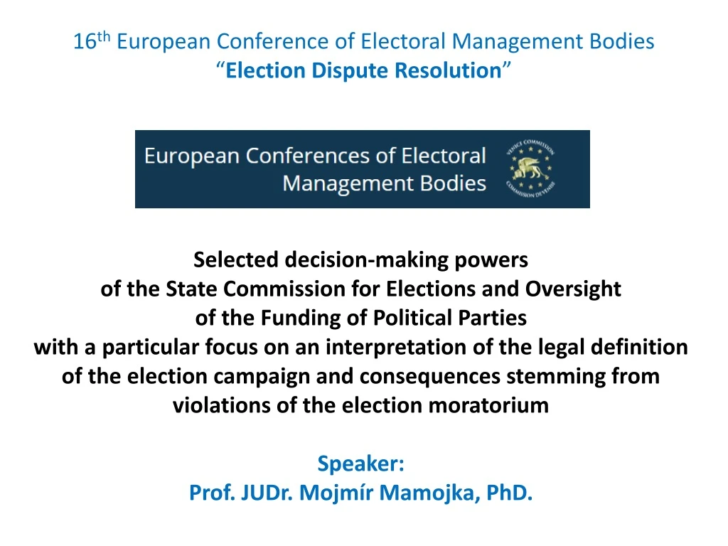16 th european conference of electoral management bodies election dispute resolution