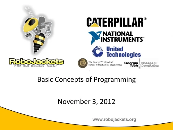 Basic Concepts of Programming November 3, 2012