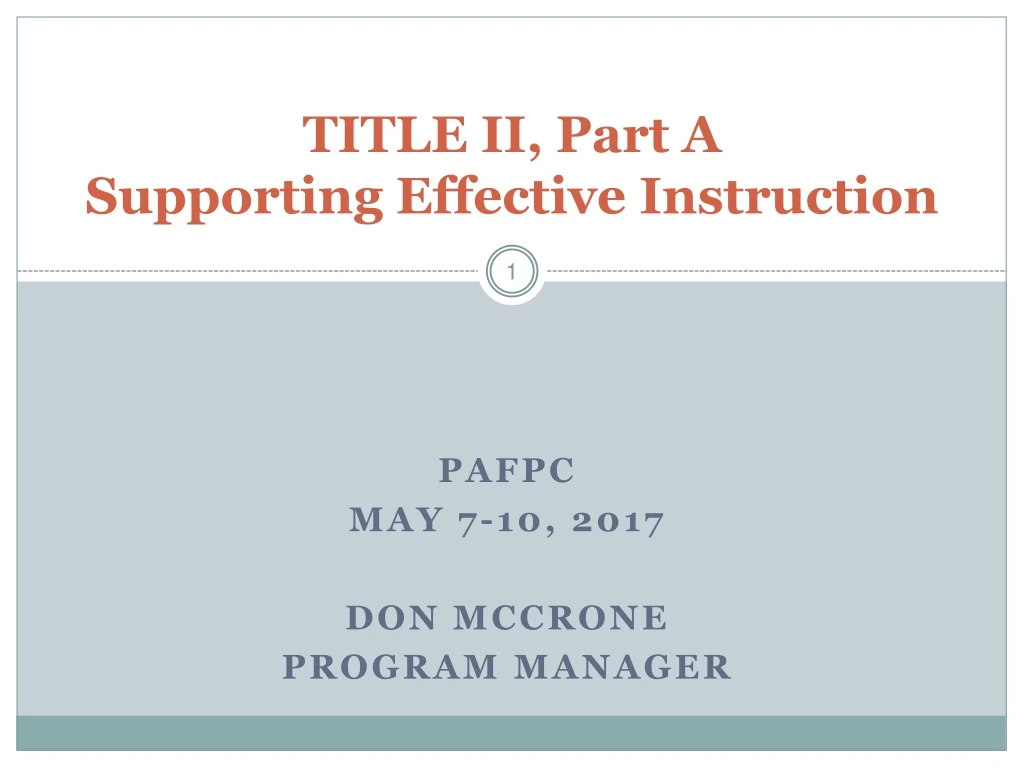title ii part a supporting effective instruction