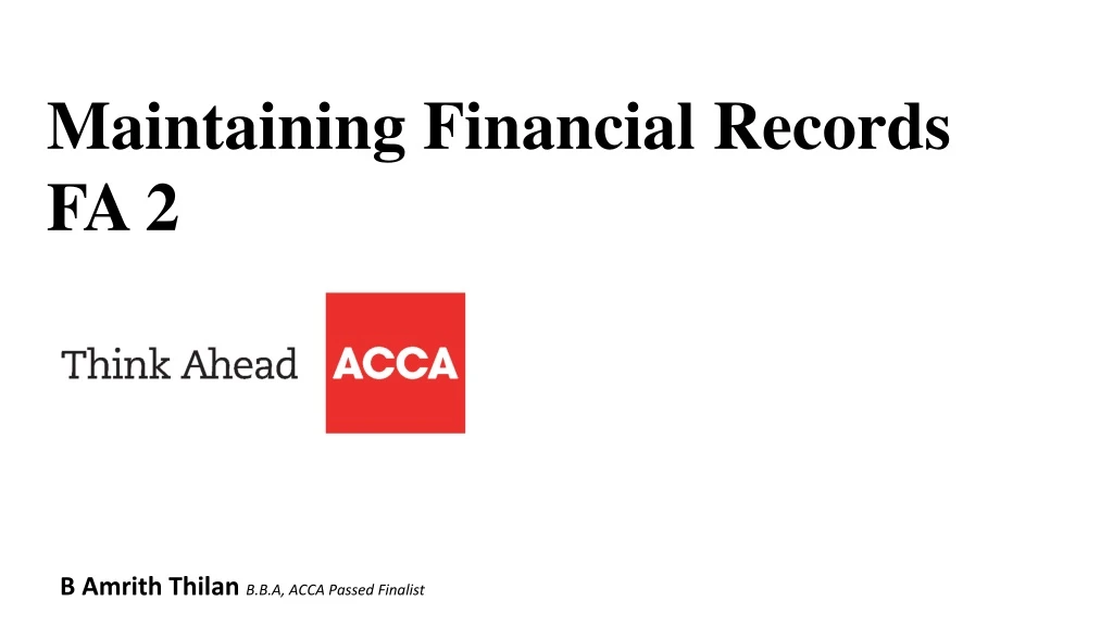 maintaining financial records fa 2