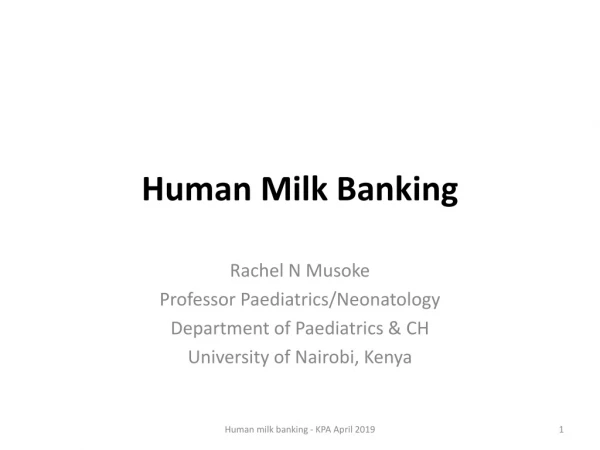 Human Milk Banking