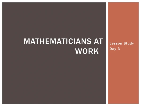 Mathematicians at Work