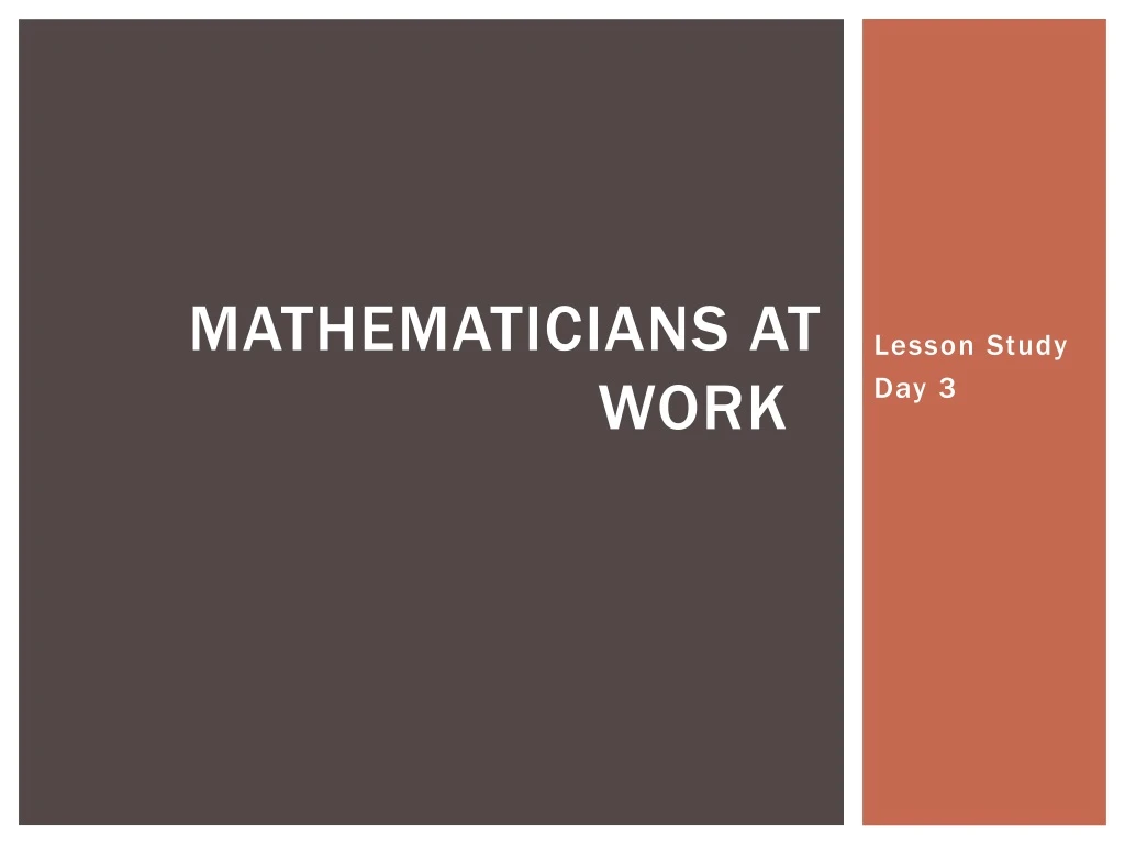 mathematicians at work