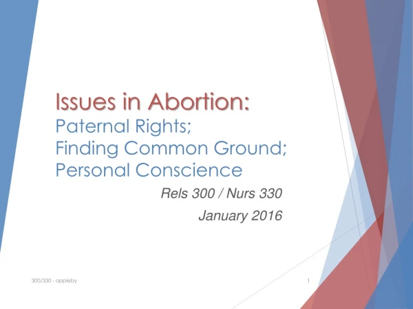 Issues in Abortion: Paternal Rights; Finding Common Ground; Personal Conscience