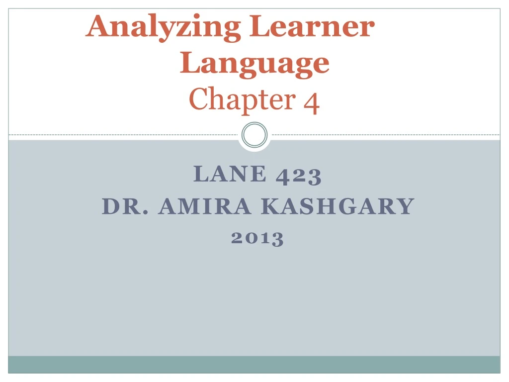 analyzing learner language chapter 4