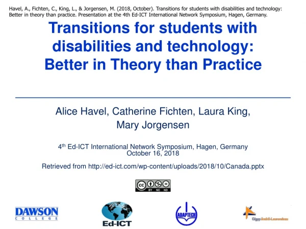 Transitions for students with disabilities and technology: Better in Theory than Practice