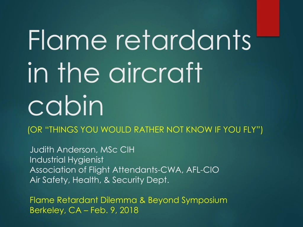 flame retardants in the aircraft cabin