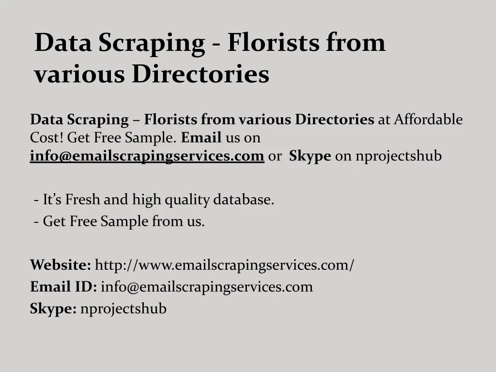 data scraping florists from various directories