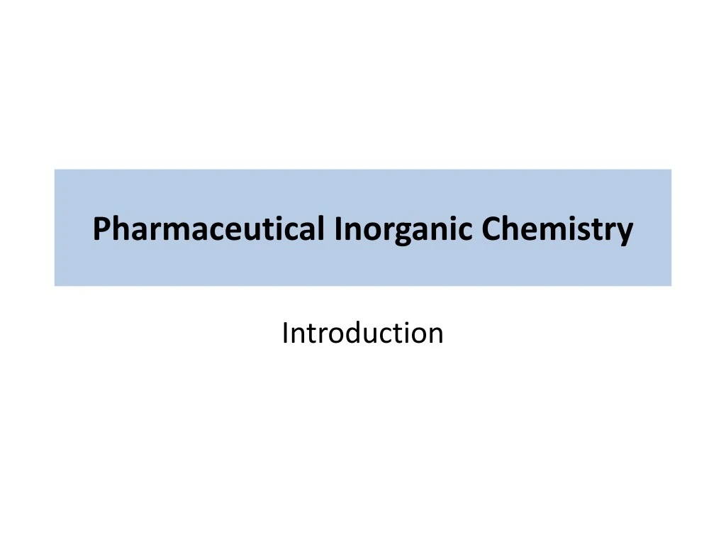 pharmaceutical inorganic chemistry
