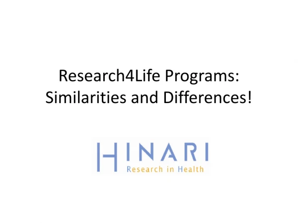 Research4Life Programs: Similarities and Differences!