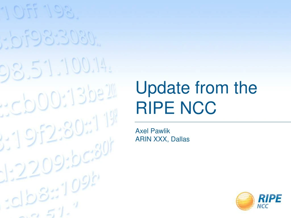 update from the ripe ncc