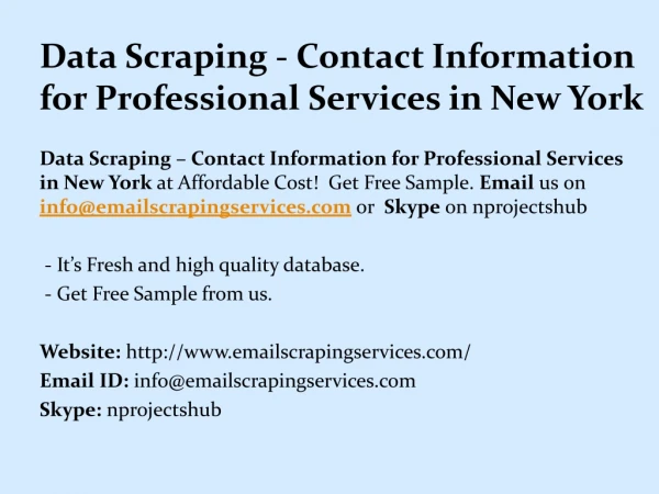 Data Scraping - Contact Information for Professional Services in New York
